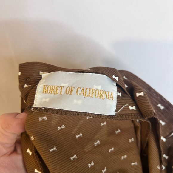 Koret of California Brown with Bows Button Front Tank Blouse Size Medium - Picture 7 of 8